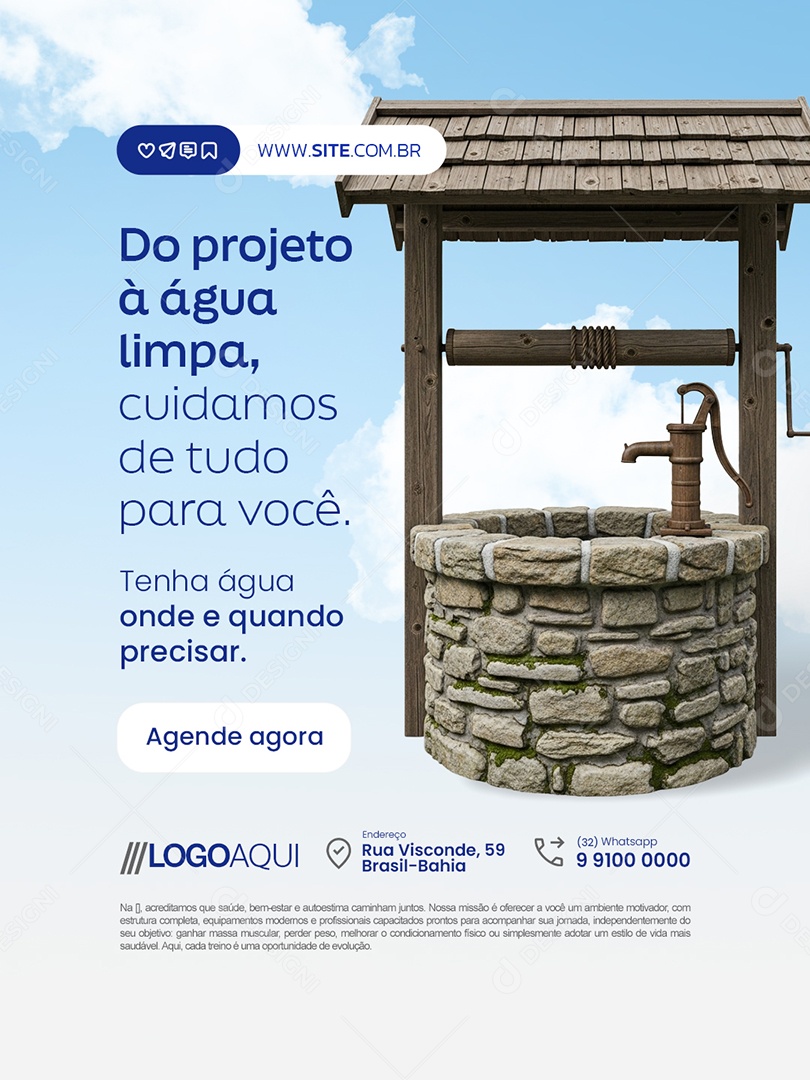 Poço Artesiano do Projeto à Água Limpa Social Media PSD Editável