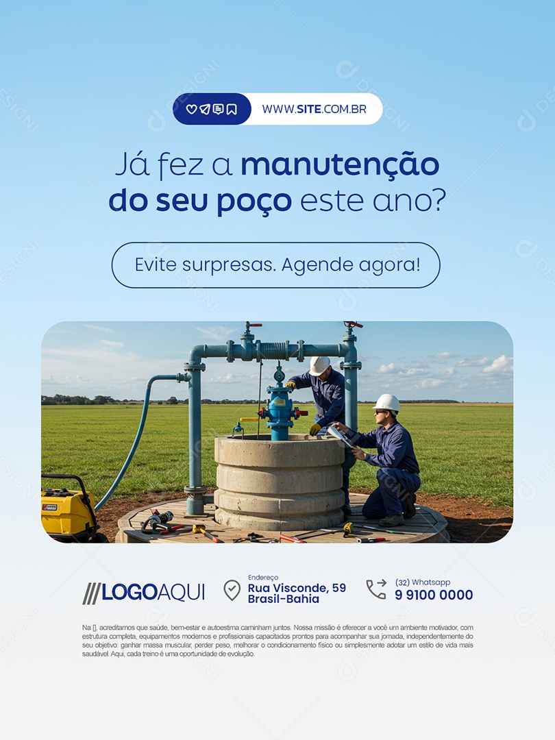 Poço Artesiano Já Fez a Manutenção do Seu Poço Social Media PSD Editável