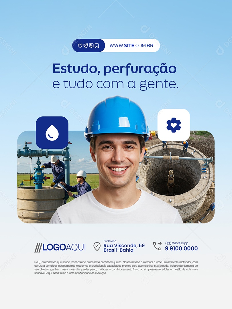 Poço Artesiano Estudo Perfuração Social Media PSD Editável