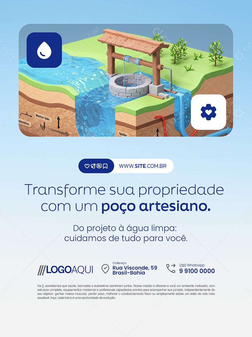 Poço Artesiano Transforme sua Propriedade Social Media PSD Editável