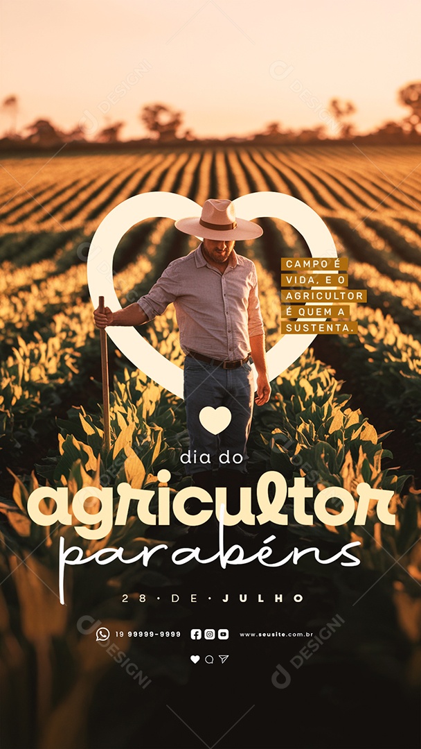 Story Dia do Agricultor 28 de Julho Parabéns Social Media PSD Editável