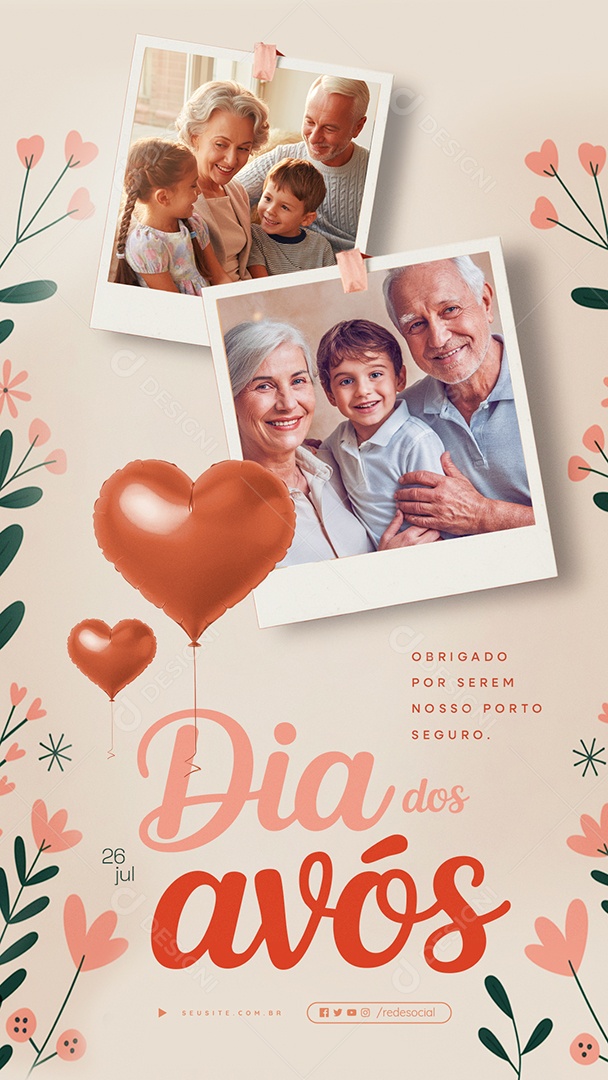 Story Dia dos Avós 26 de Julho Obrigado Social Media PSD Editável