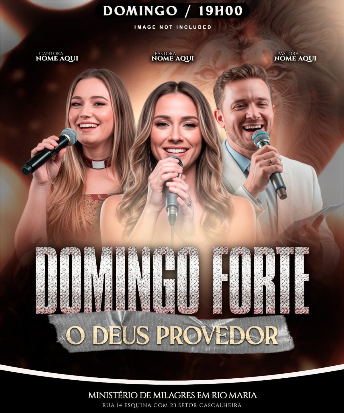 Domingo Forte O Deus Provedor Flyer Evento Gospel PSD Editável