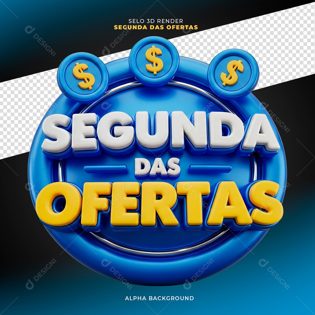 Selo 3D Segunda das Ofertas para Composição PSD