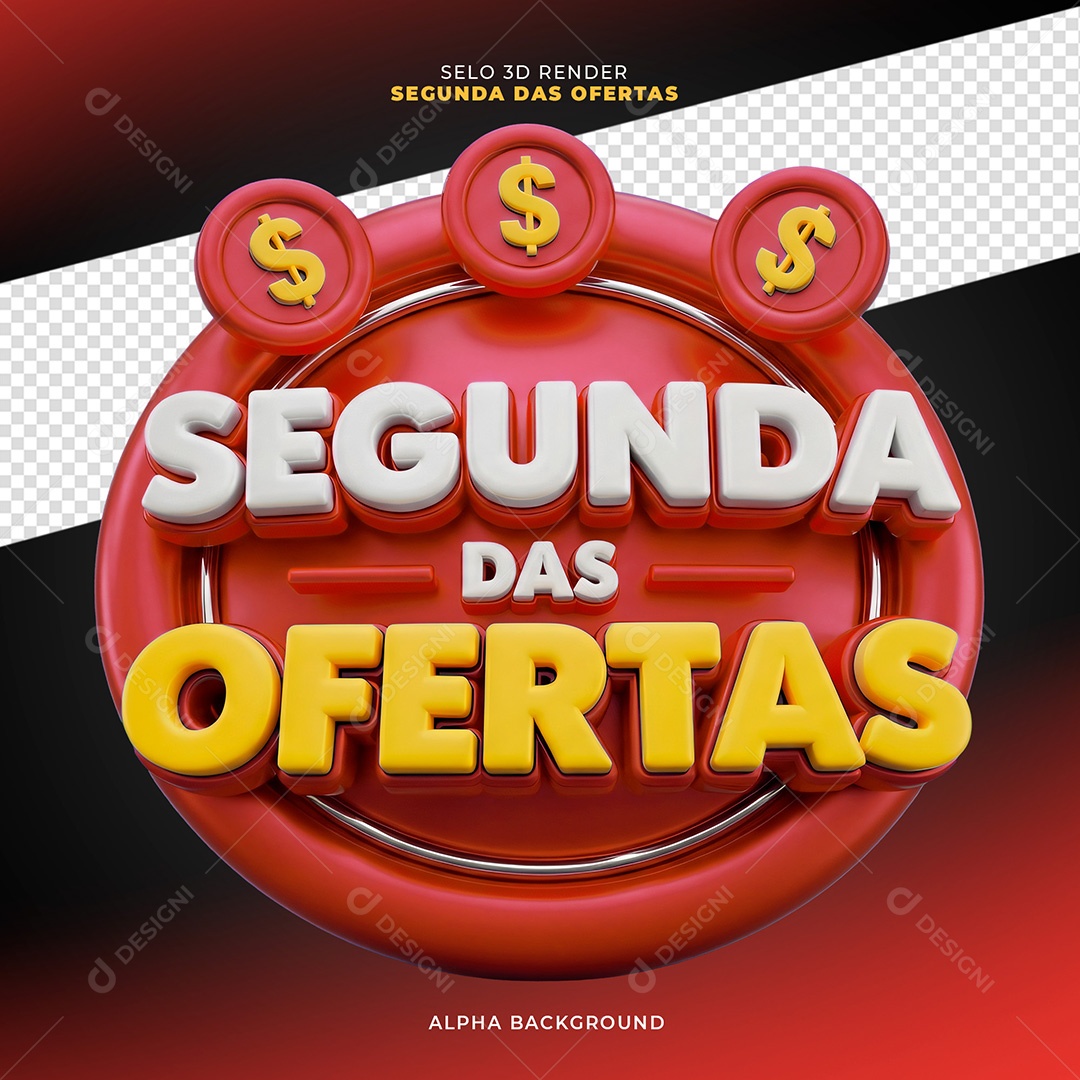 Selo 3D Segunda das Ofertas para Composição PSD