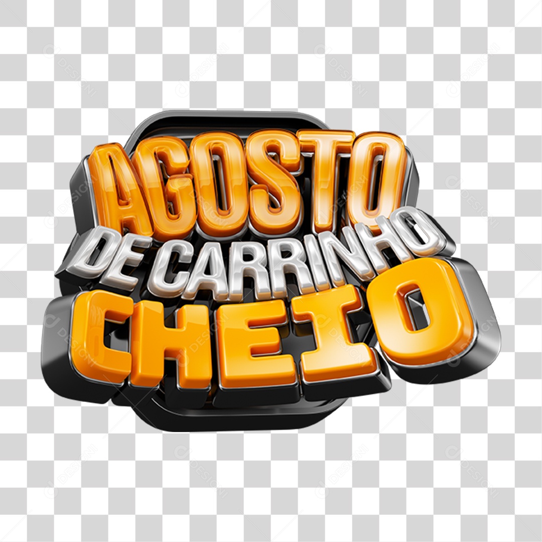 Selo 3D Agosto de Carrinho Cheio PNG Transparente