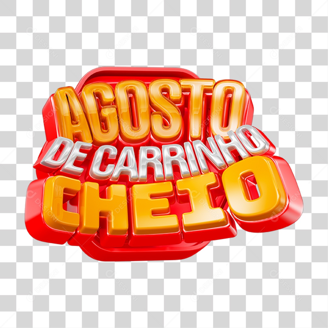 Selo 3D Agosto de Carrinho Cheio PNG Transparente