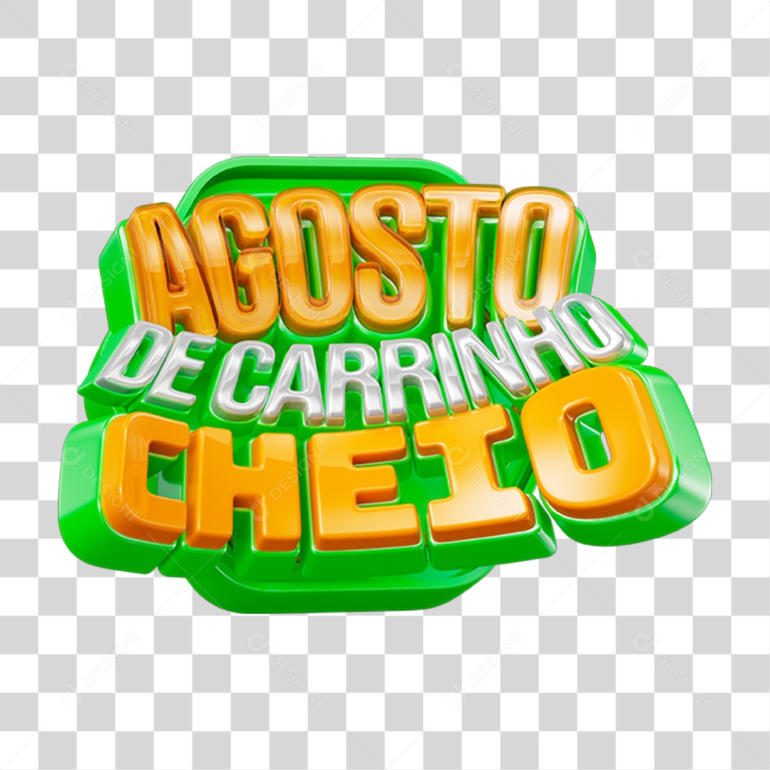 Selo 3D Agosto de Carrinho Cheio PNG Transparente