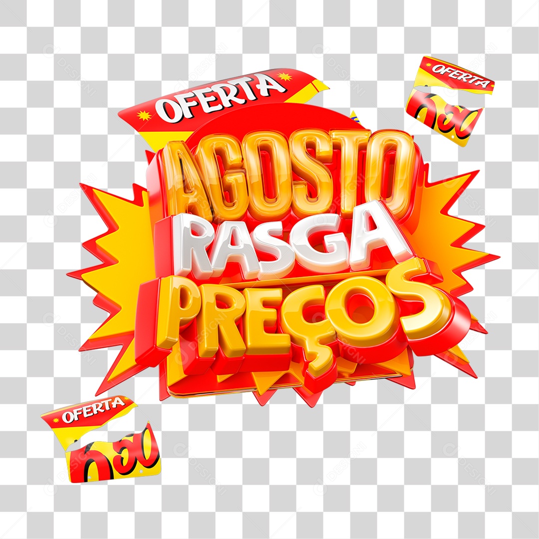 Selo 3D Agosto Rasga Preços PNG Transparente