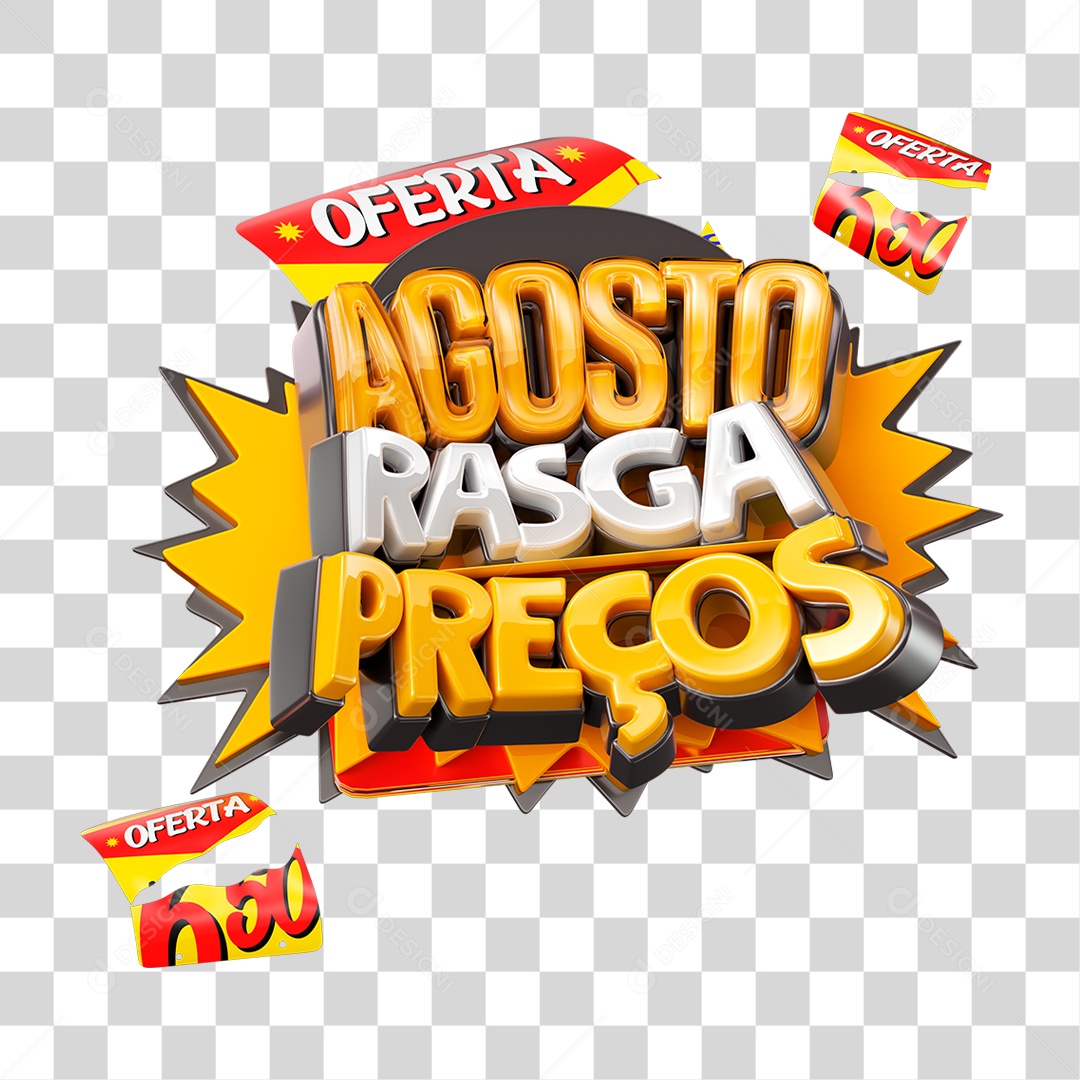 Selo 3D Agosto Rasga Preços PNG Transparente