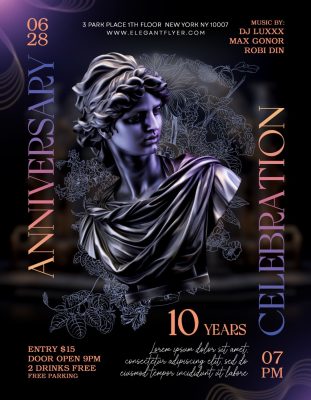 Aniversário Celebração 10 Anos Flyerelegante Dj Lux PSD Editável