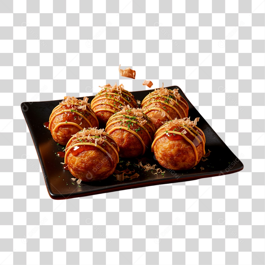 Prato de Bolinhos Takoyaki PNG Transparente