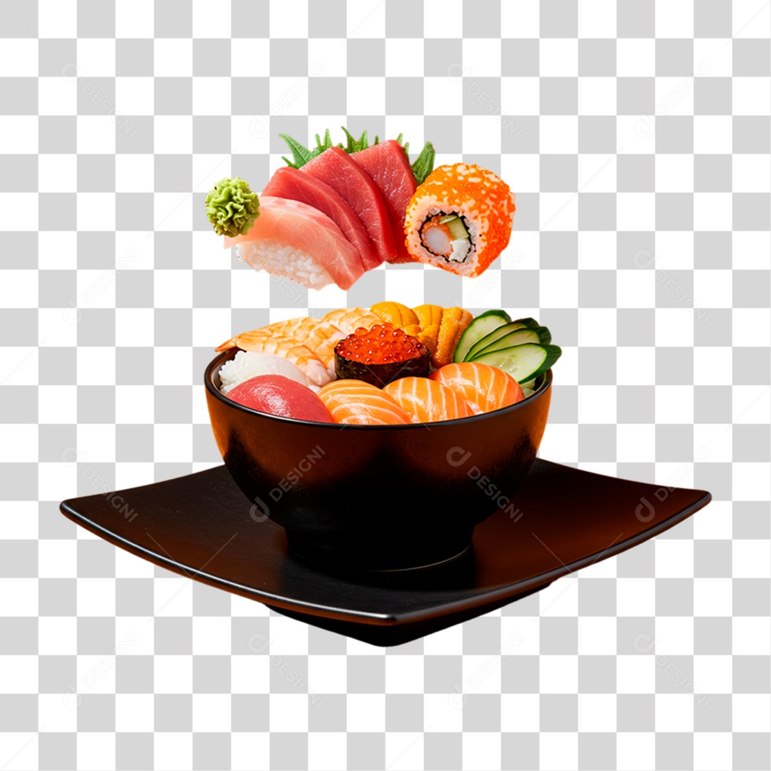 Prato de Chirashi PNG Transparente