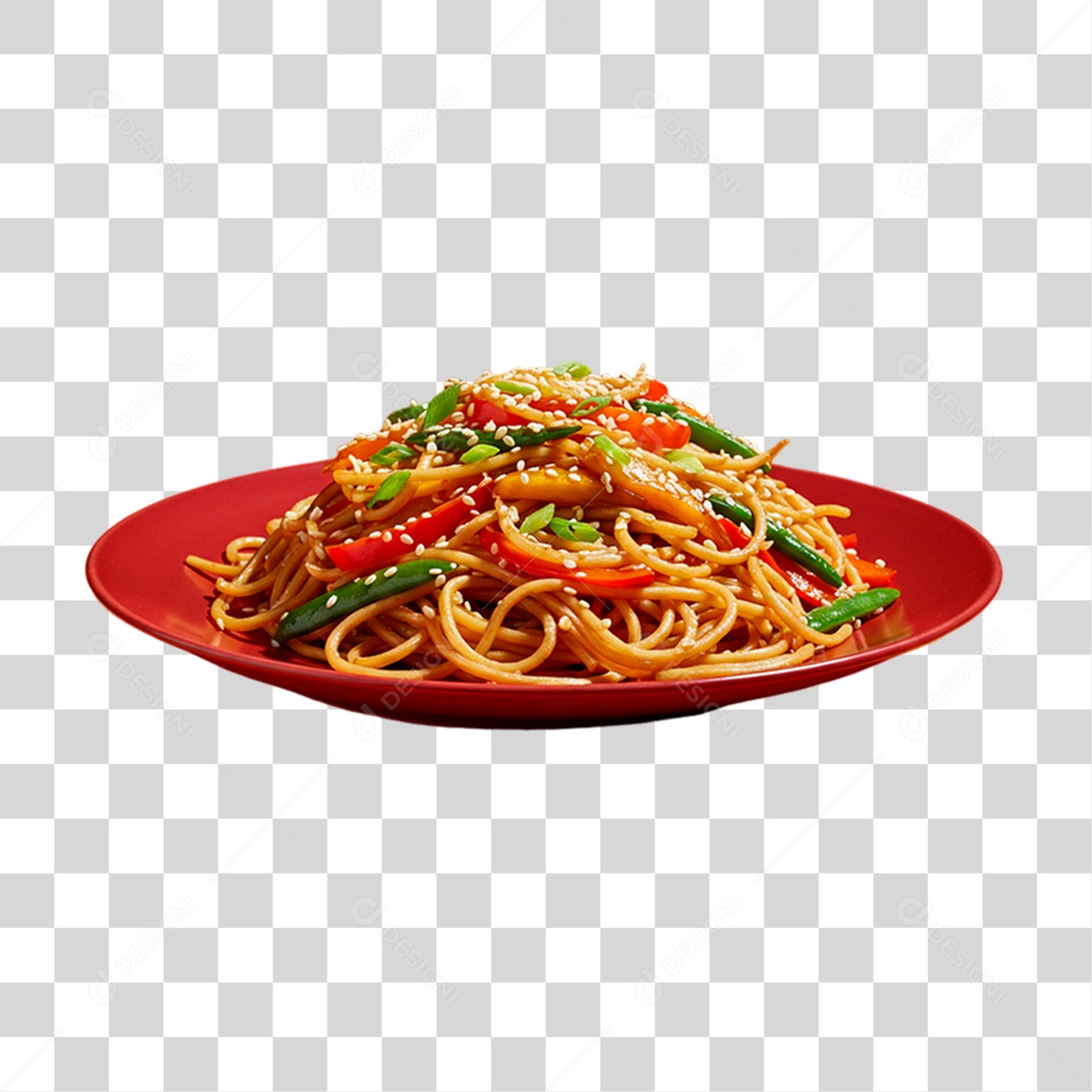 Prato de Macarrão lo Mein PNG Transparente