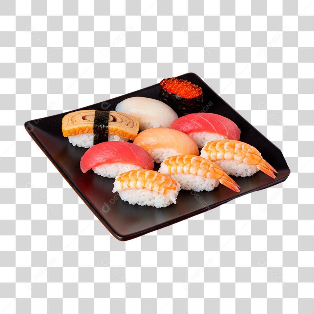 Prato de Sushis e Sashimis PNG Transparente