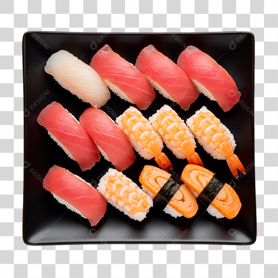 Prato de Sushis e Sashimis PNG Transparente