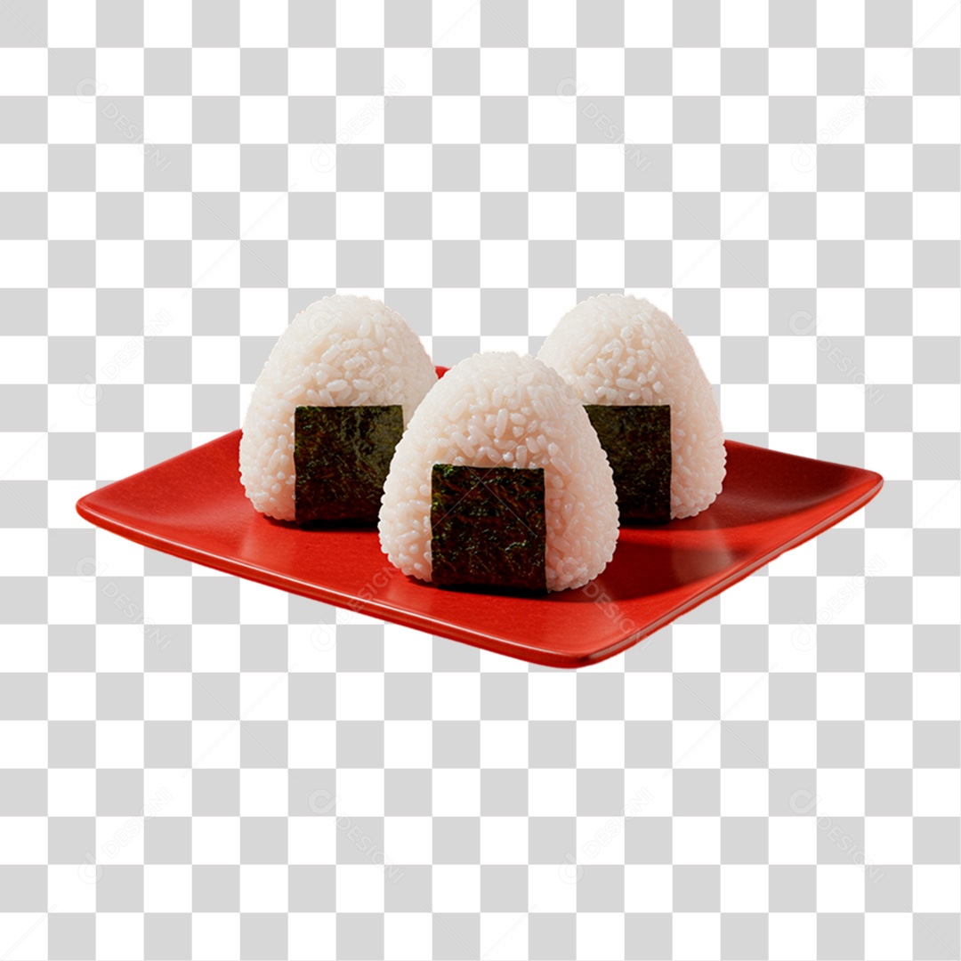 Prato de Onigiris PNG Transparente