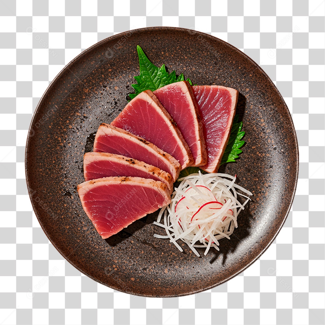 Prato com Tataki de Atum PNG Transparente