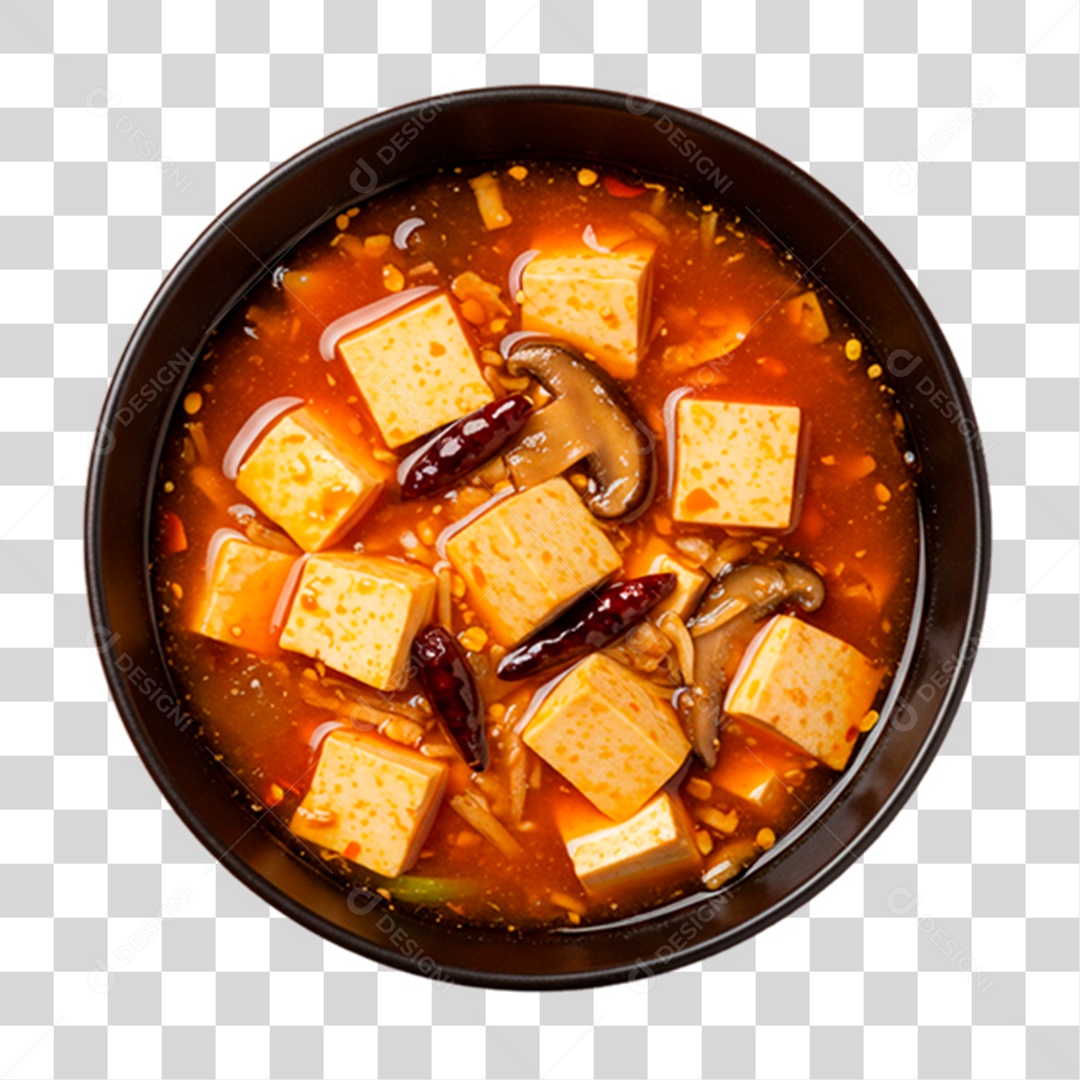 Tigela de Sopa Chinesa Picante PNG Transparente