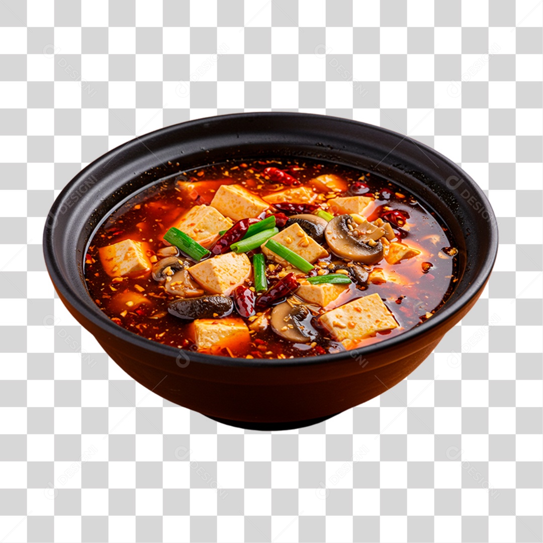Tigela de Sopa Chinesa Picante PNG Transparente