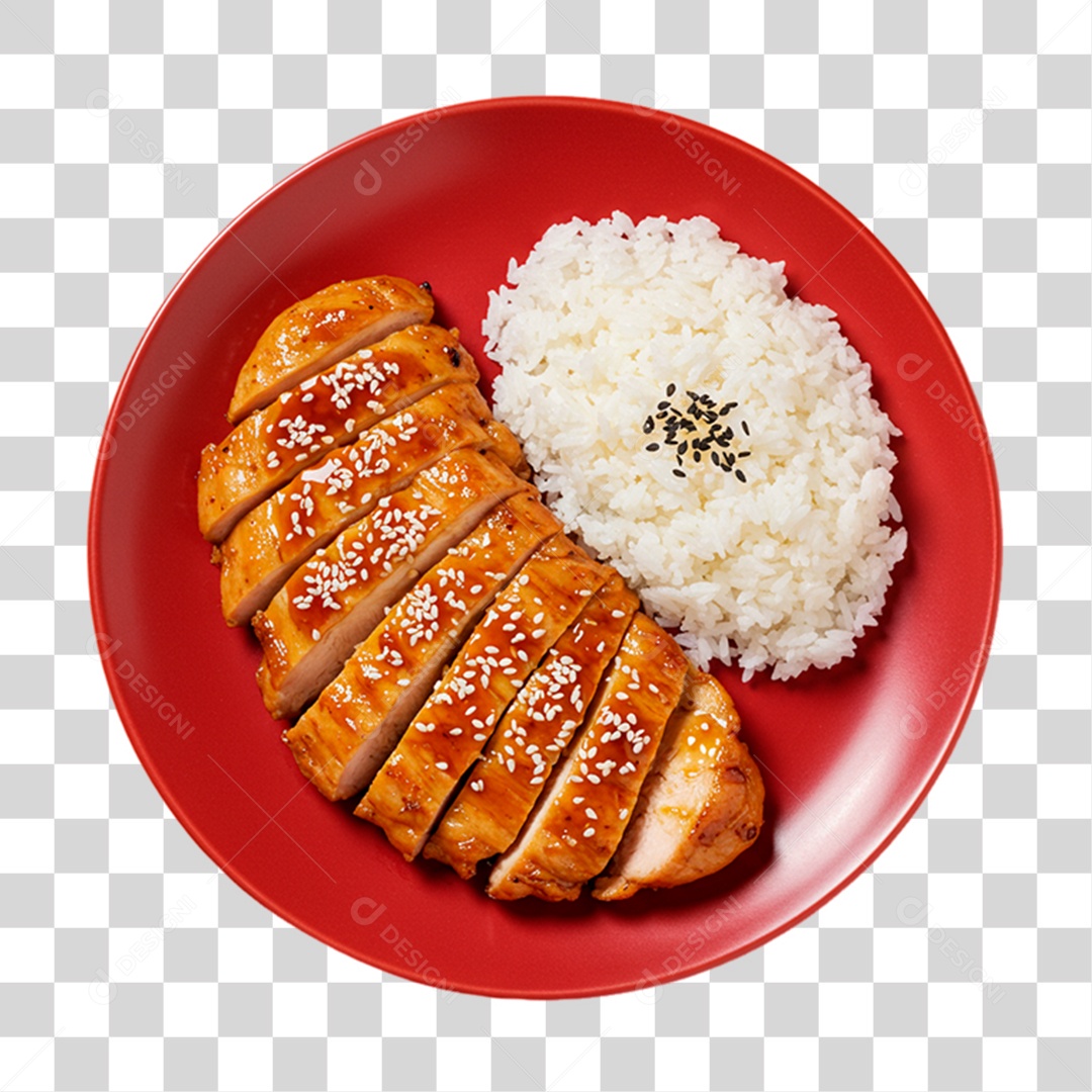 Prato de Frango Teriyaki PNG Transparente