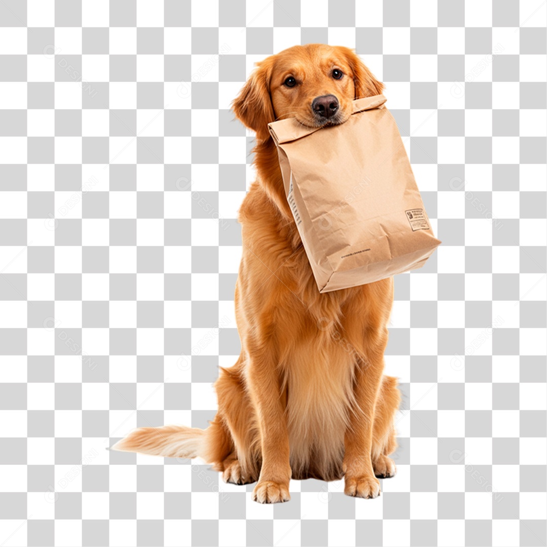 Cachorro com Saco de Ração PNG Transparente