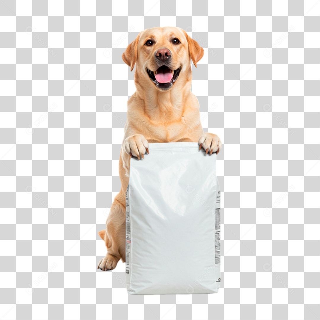 Cachorro com Saco de Ração PNG Transparente
