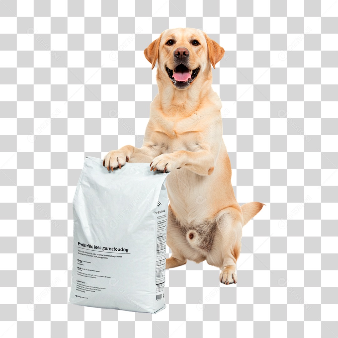 Cachorro com Saco de Ração PNG Transparente
