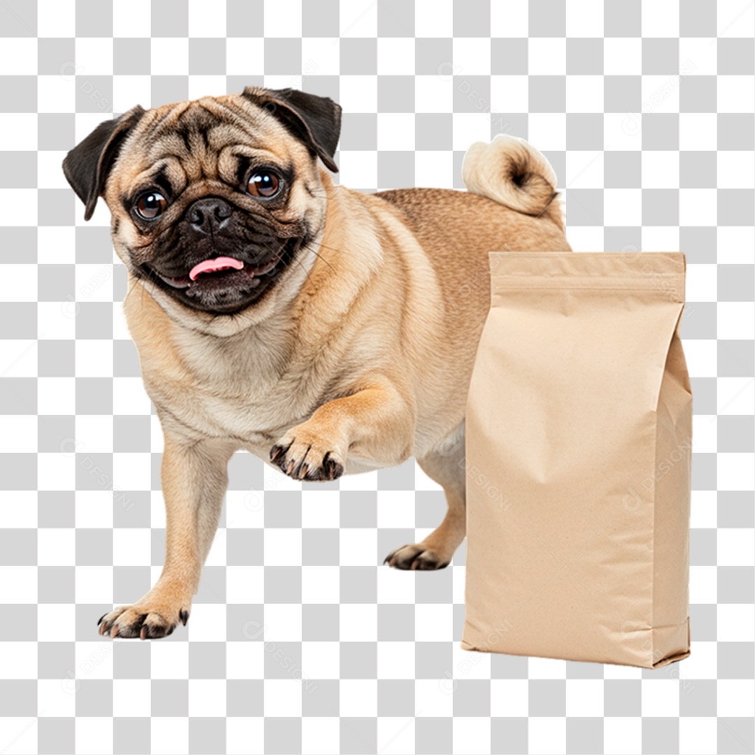 Cachorro com Saco de Ração PNG Transparente