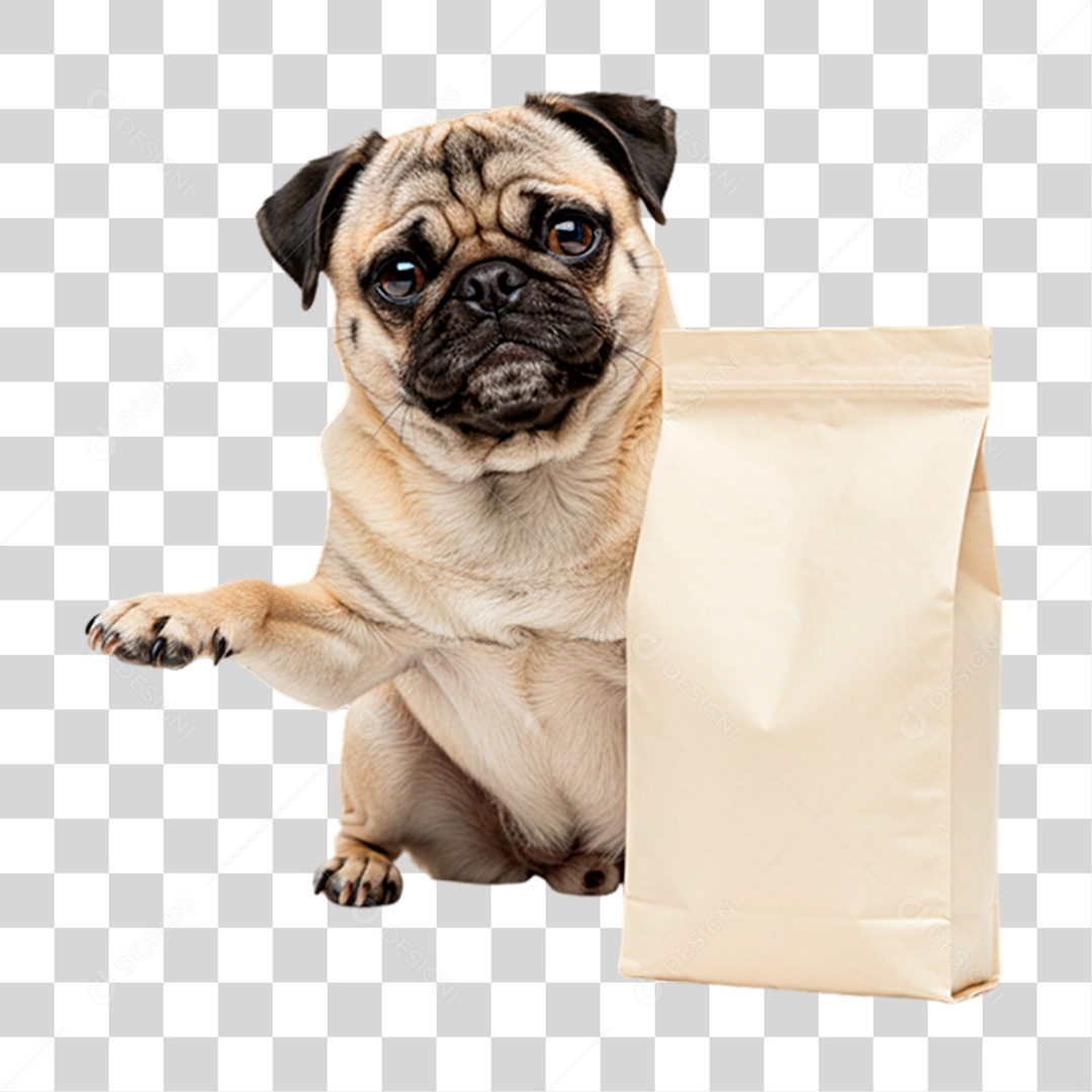 Cachorro com Saco de Ração PNG Transparente