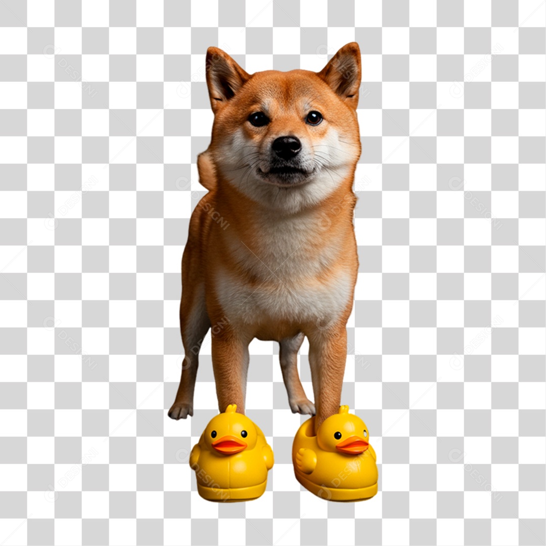 Cachorro com Chinelo de Pato PNG Transparente