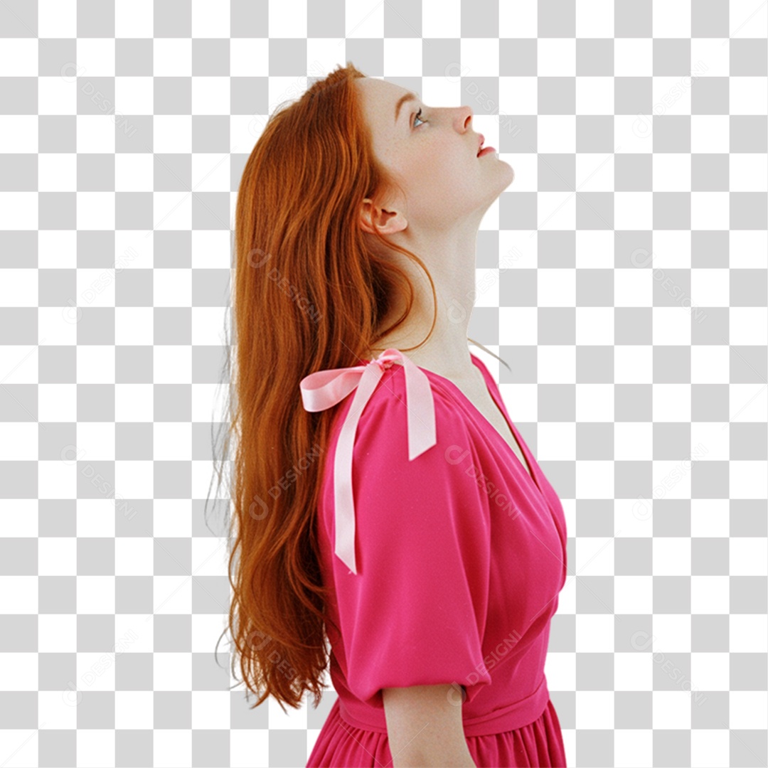 Mulher com Roupa Rosa Conscientização de Outubro Rosa PNG Transparente