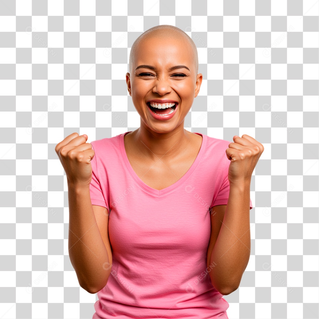 Mulher com Roupa Rosa Conscientização de Outubro Rosa PNG Transparente