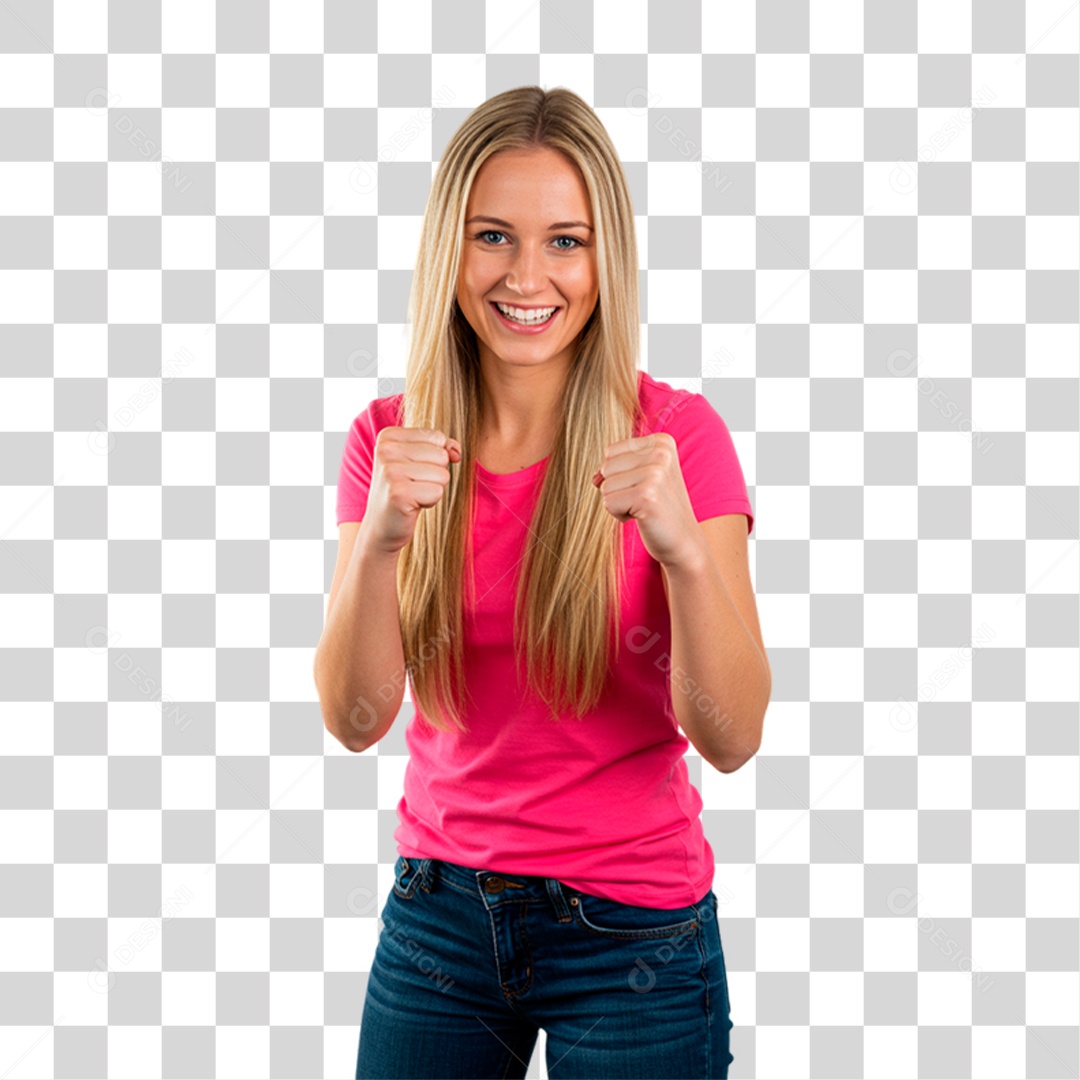 Mulher com Roupa Rosa Conscientização de Outubro Rosa PNG Transparente