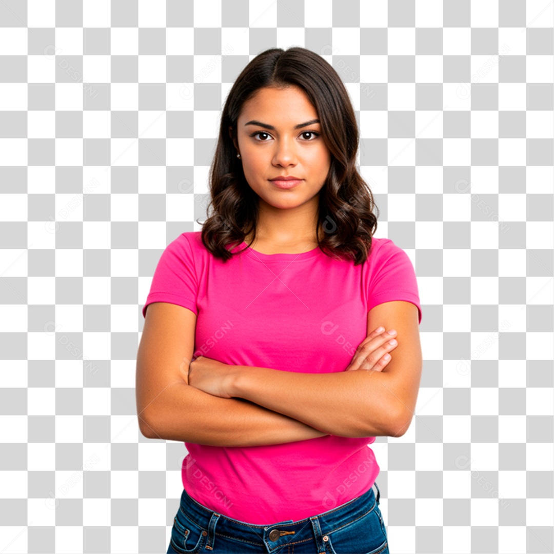 Mulher com Roupa Rosa Conscientização de Outubro Rosa PNG Transparente