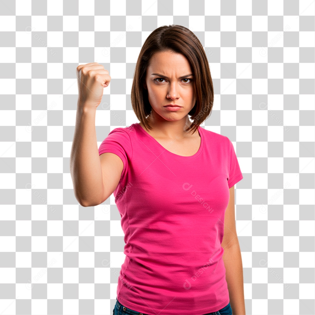 Mulher com Roupa Rosa Conscientização de Outubro Rosa PNG Transparente