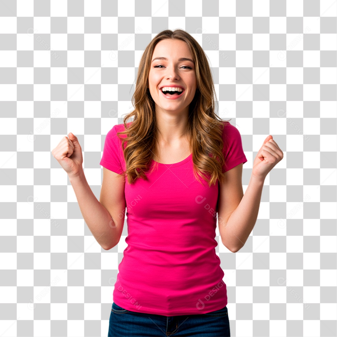 Mulher com Roupa Rosa Conscientização de Outubro Rosa PNG Transparente