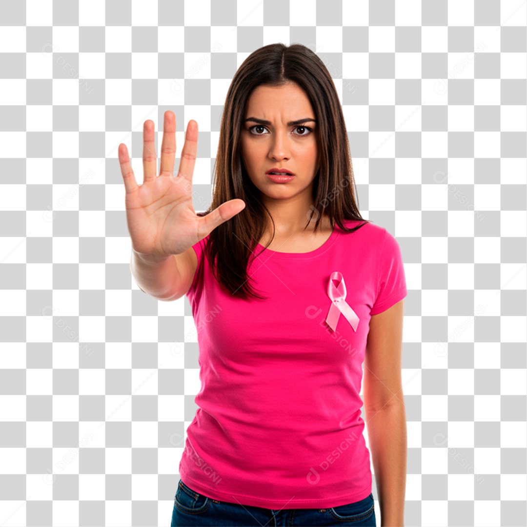 Mulher com Roupa Rosa Conscientização de Outubro Rosa PNG Transparente