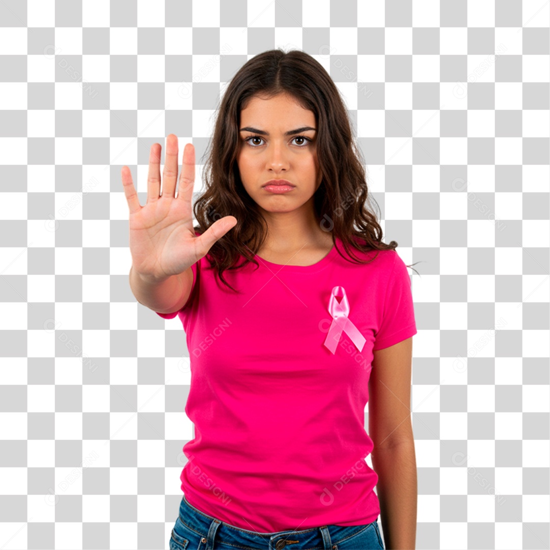 Mulher com Roupa Rosa Conscientização de Outubro Rosa PNG Transparente