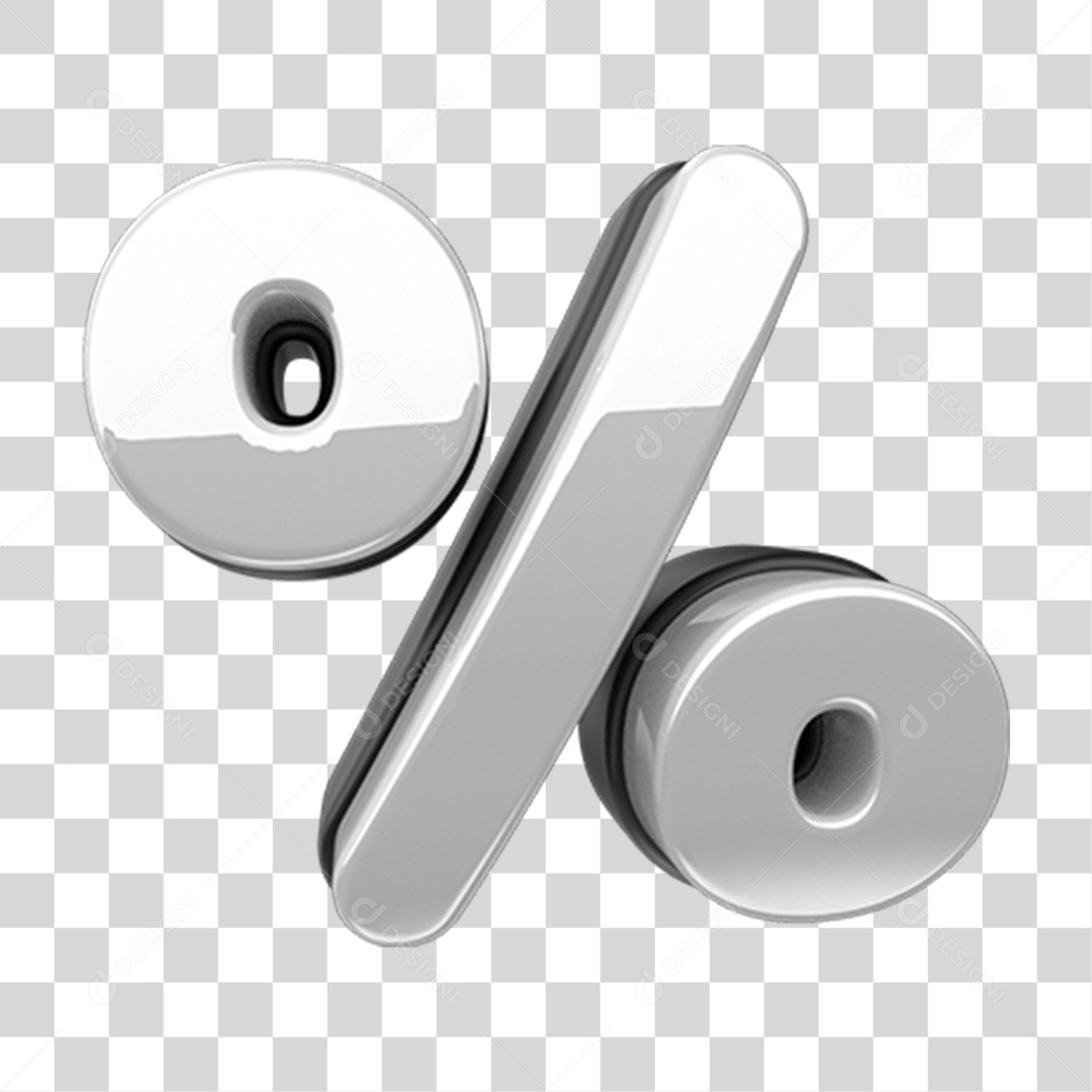 Ícone 3D Porcentagem % PNG Transparente