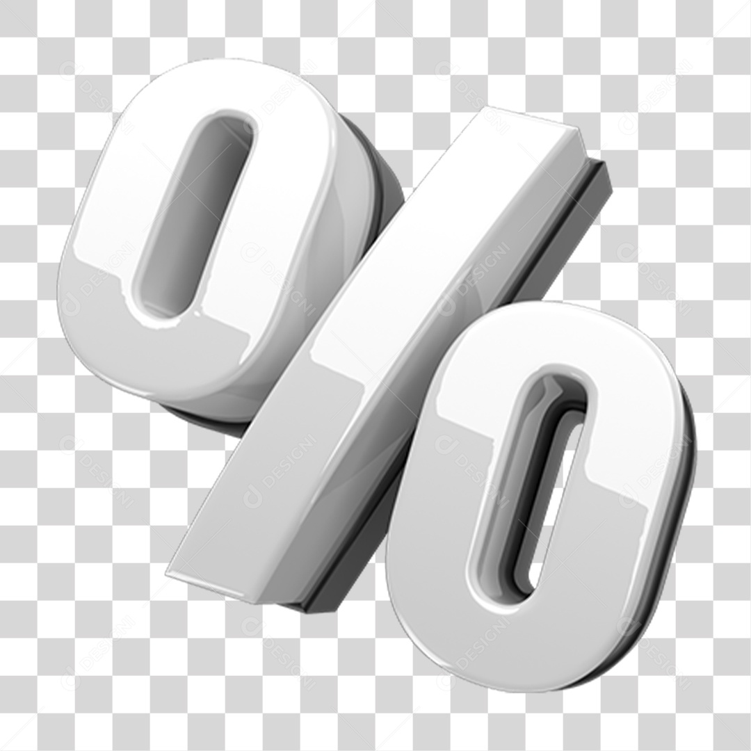Ícone 3D Porcentagem % PNG Transparente