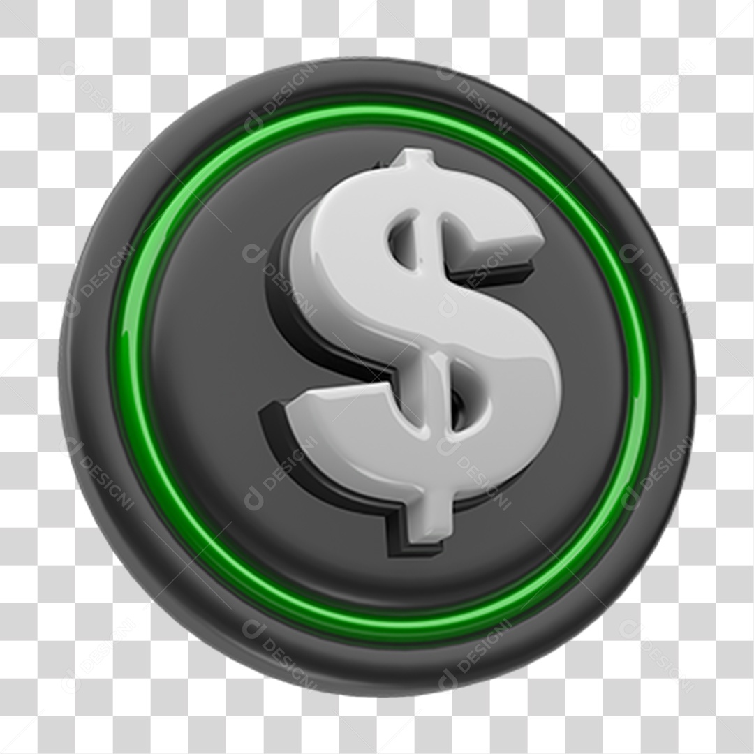 Elemento 3D Cifrão PNG Transparente