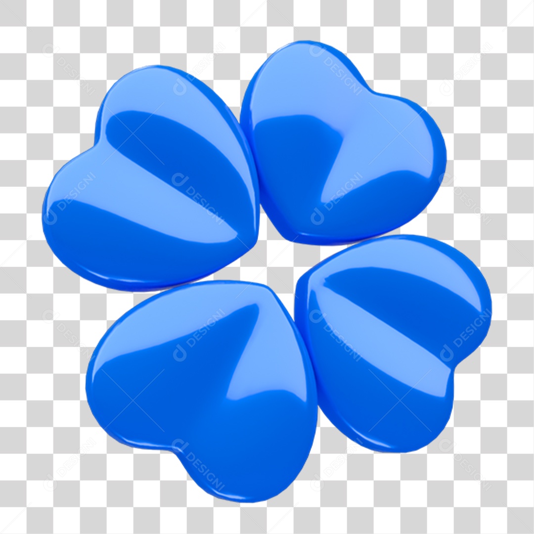 Elemento 3D Trevo de Quatro Folha PNG Transparente