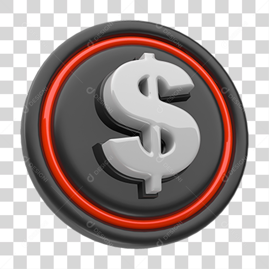 Elemento 3D Cifrão PNG Transparente