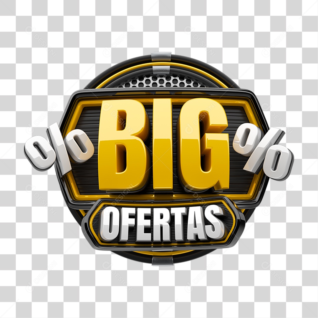Selo 3D Big Ofertas para Composição PNG Transparente