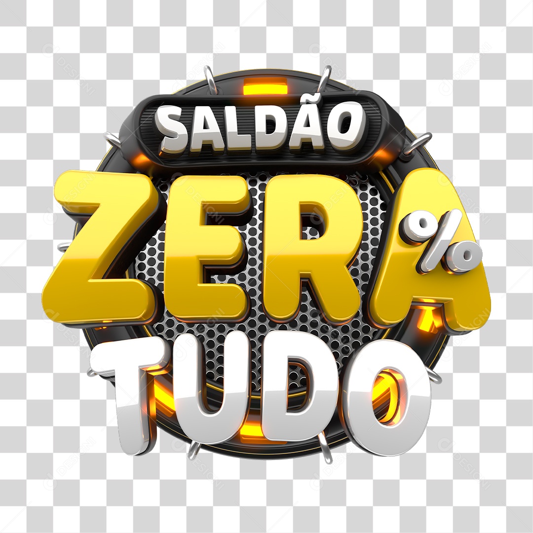 Selo 3D Saldão Zera Tudo para Composição PNG Transparente