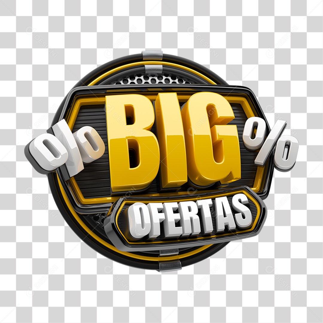 Selo 3D Big Ofertas para Composição PNG Transparente