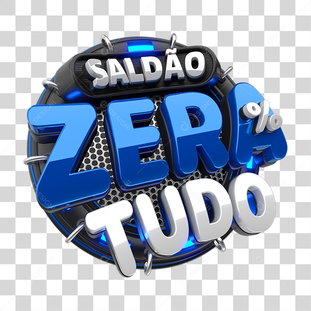 Selo 3D Saldão Zera Tudo para Composição PNG Transparente