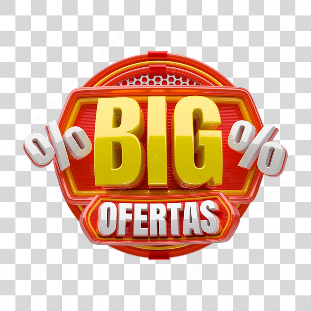 Selo 3D Big Ofertas para Composição PNG Transparente