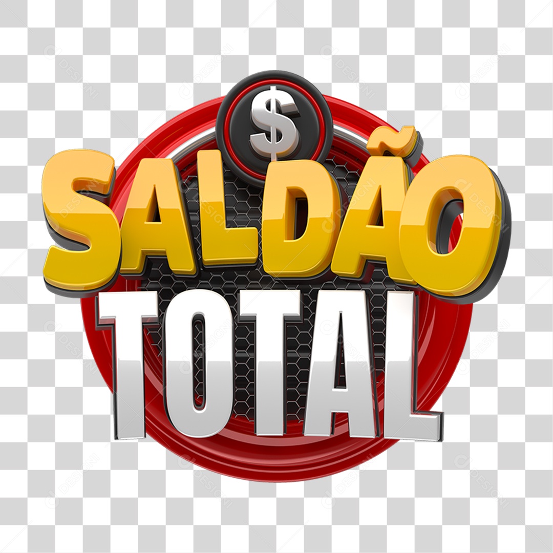 Selo 3D Saldão Total para Composição PNG Transparente
